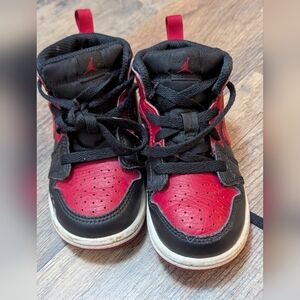 Nike Air Jordan 1 AJ1 Mid Banned Red Black 640735-074 Toddlers Baby Size…